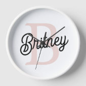 Modernes Personalisiertes Monogramm und Name Paste Uhr (Vorderseite)