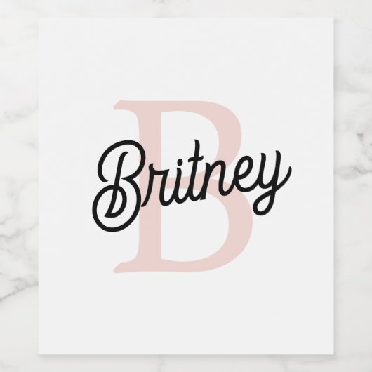 Modernes Personalisiertes Monogramm und Name Paste Weinetikett (Einzelnes Label)