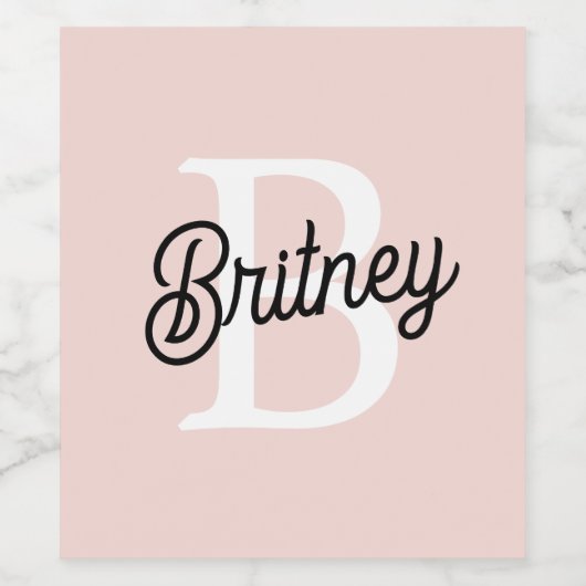 Modernes Personalisiertes Monogramm und Name Paste Weinetikett (Einzelnes Label)