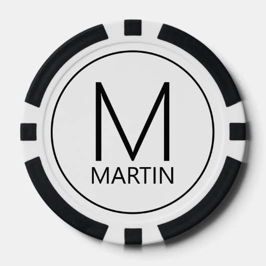 Modernes Personalisiertes Monogramm und Name Pokerchips (Vorderseite)