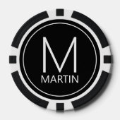Modernes Personalisiertes Monogramm und Name Pokerchips (Vorderseite)
