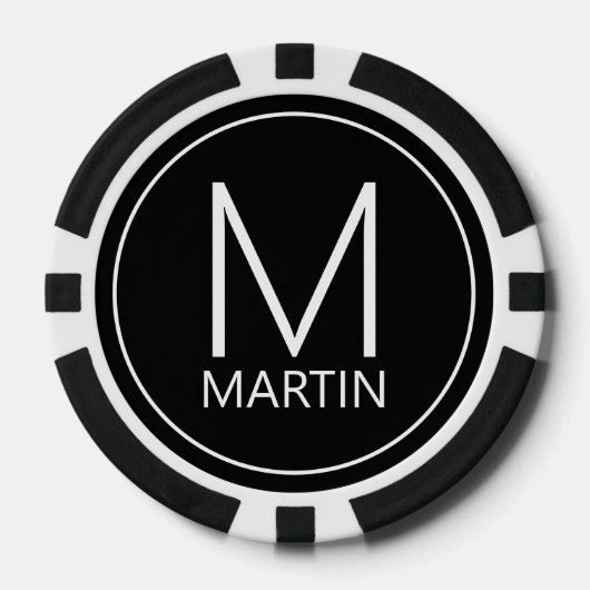 Modernes Personalisiertes Monogramm und Name Pokerchips (Vorderseite)