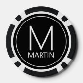 Modernes Personalisiertes Monogramm und Name Pokerchips (Rückseite)