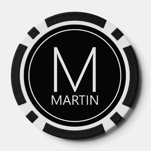Modernes Personalisiertes Monogramm und Name Pokerchips (Rückseite)