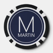 Modernes Personalisiertes Monogramm und Name Pokerchips (Rückseite)