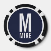 Modernes Personalisiertes Monogramm und Name Pokerchips (Rückseite)