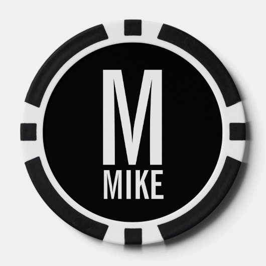 Modernes Personalisiertes Monogramm und Name Pokerchips (Vorderseite)