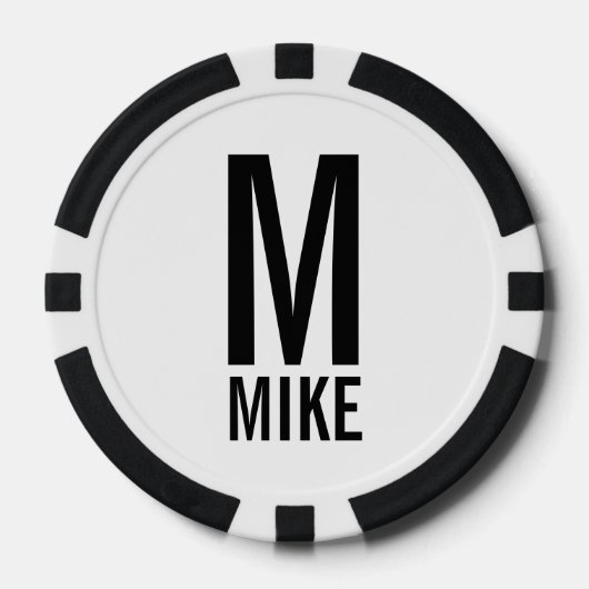 Modernes Personalisiertes Monogramm und Name Pokerchips (Vorderseite)