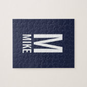 Modernes Personalisiertes Monogramm und Name Puzzle (Horizontal)
