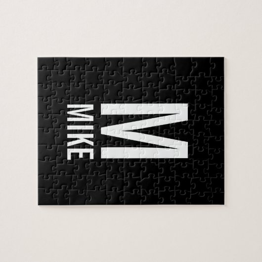 Modernes Personalisiertes Monogramm und Name Puzzle (Horizontal)