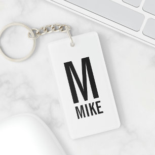 Modernes Personalisiertes Monogramm und Name Schlüsselanhänger