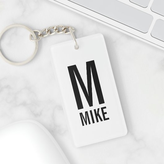 Modernes Personalisiertes Monogramm und Name Schlüsselanhänger