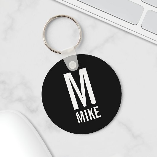 Modernes Personalisiertes Monogramm und Name Schlüsselanhänger