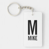 Modernes Personalisiertes Monogramm und Name Schlüsselanhänger (Vorderseite)