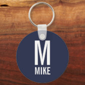 Modernes Personalisiertes Monogramm und Name Schlüsselanhänger (Vorderseite)