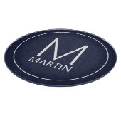 Modernes Personalisiertes Monogramm und Name Schneidebrett (Ecke)