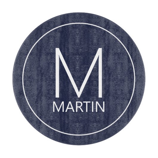 Modernes Personalisiertes Monogramm und Name Schneidebrett (Vorderseite)