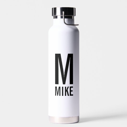 Modernes Personalisiertes Monogramm und Name Trinkflasche (Links)