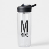 Modernes Personalisiertes Monogramm und Name Trinkflasche (Links)