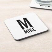 Modernes Personalisiertes Monogramm und Name Untersetzer (Linke Seite)
