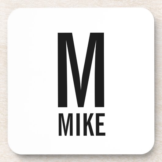 Modernes Personalisiertes Monogramm und Name Untersetzer (Vorderseite)