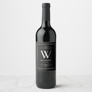 Modernes Personalisiertes Monogramm und Name Wein  Weinetikett