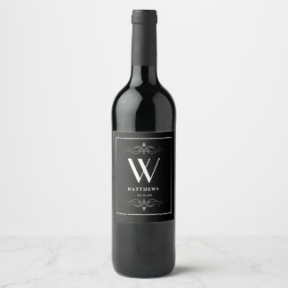 Modernes Personalisiertes Monogramm und Name Wein  Weinetikett