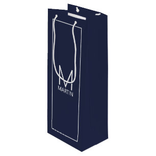 Modernes Personalisiertes Monogramm und Name Weing Geschenktüte Für Weinflaschen