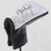 Modernes Personalisiertes Monogramm und Name Weiße Golf Headcover (3/4 Vorderseite)