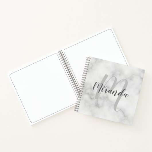 Modernes Personalisiertes Monogramm und Name Weiße Notizblock (Innenseite)