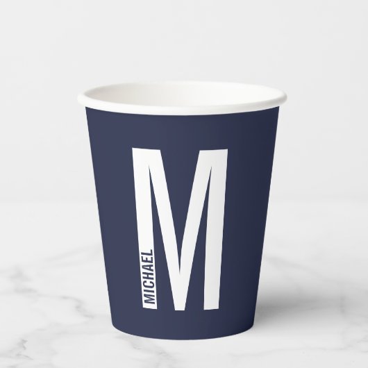 Modernes, Personalisiertes Monogramm und Namenspap Pappbecher (Vorderseite)