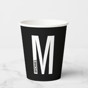Modernes, Personalisiertes Monogramm und Namenspap Pappbecher