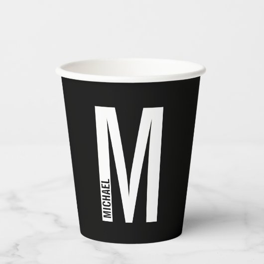 Modernes, Personalisiertes Monogramm und Namenspap Pappbecher (Vorderseite)