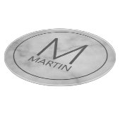 Modernes Personalisiertes Monogramm und Namensschn Schneidebrett (Ecke)