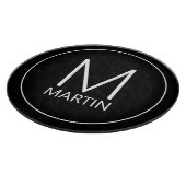 Modernes Personalisiertes Monogramm und Namensschn Schneidebrett (Ecke)