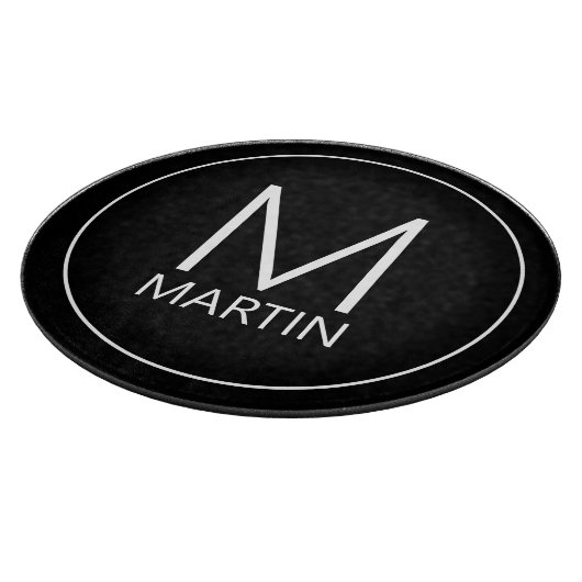 Modernes Personalisiertes Monogramm und Namensschn Schneidebrett (Ecke)