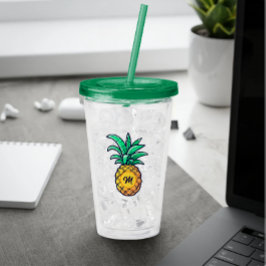 Modernes Personalisiertes Namensschreiben Ananas g Acryltrinkbecher