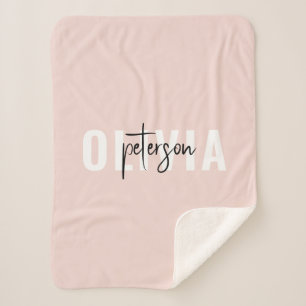 Modernes Personalisiertes Niedliches Pastell Pink Sherpadecke