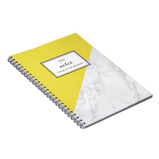 Modernes Personalisiertes Notebook aus weißem Marm Notizblock (Rechte Seite)