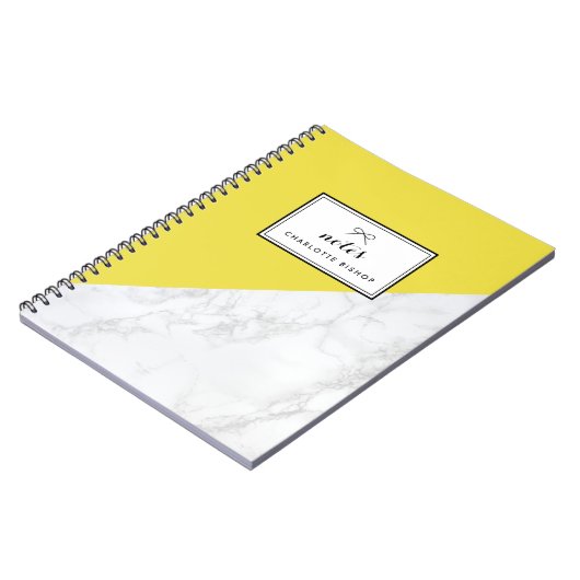 Modernes Personalisiertes Notebook aus weißem Marm Notizblock (Linke Seite)