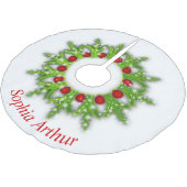 Modernes Personalisiertes Rotgoldkraut Weihnachten Polyester Weihnachtsbaumdecke (Schrägansicht)