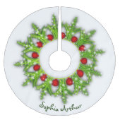 Modernes Personalisiertes Rotgoldkraut Weihnachten Polyester Weihnachtsbaumdecke (Vorderseite)