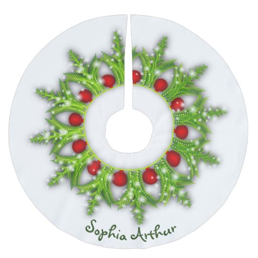 Modernes Personalisiertes Rotgoldkraut Weihnachten Polyester Weihnachtsbaumdecke (Vorderseite)