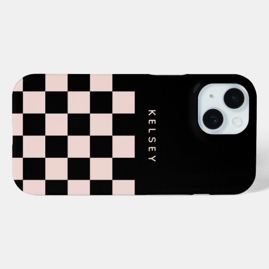 Modernes Personalisiertes Schwarz & Creme Case-Mate iPhone Hülle (Rückseite (Horizontal))