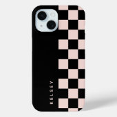 Modernes Personalisiertes Schwarz & Creme Case-Mate iPhone Hülle (Rückseite)