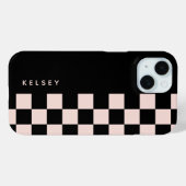 Modernes Personalisiertes Schwarz & Creme Case-Mate iPhone Hülle (Rückseite (Horizontal))