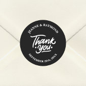 Modernes Personalisiertes Schwarz Danke Gastgesche Runder Aufkleber