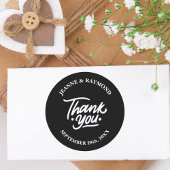 Modernes Personalisiertes Schwarz Danke Gastgesche Runder Aufkleber