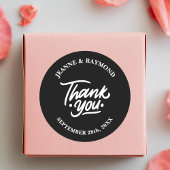 Modernes Personalisiertes Schwarz Danke Gastgesche Runder Aufkleber