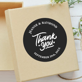 Modernes Personalisiertes Schwarz Danke Gastgesche Runder Aufkleber